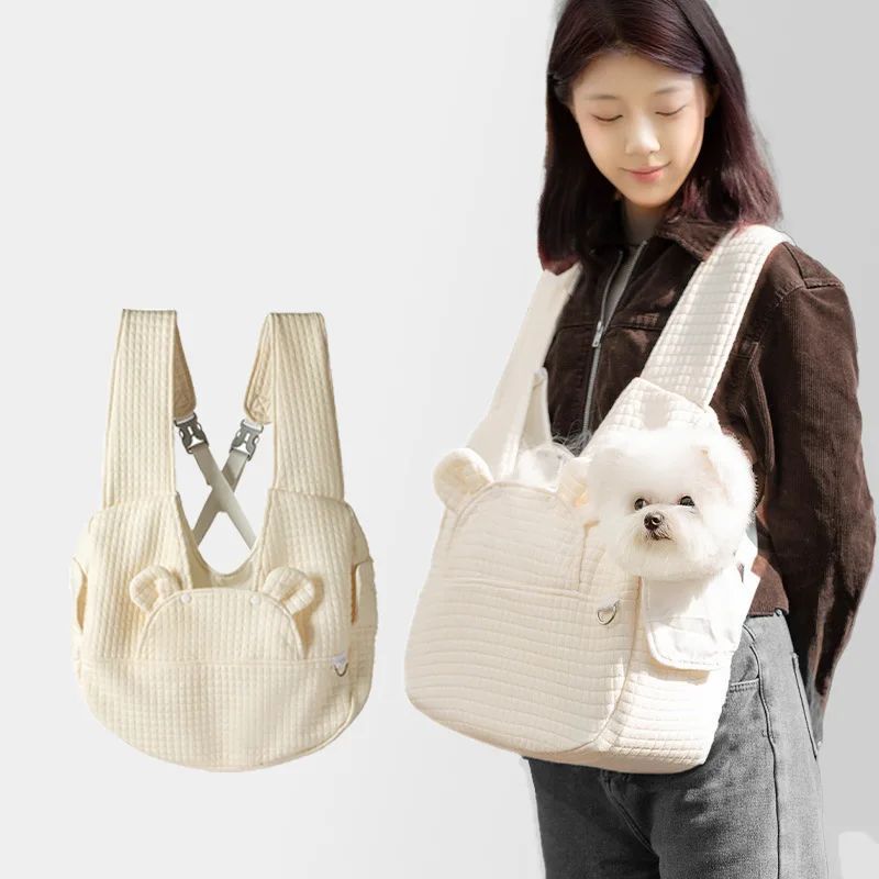 Pet Backpack Comfort Dog Bag Kitten Carrier Outdoor Travel Breathable Cross Design Chest Backpack