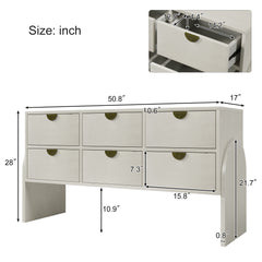 Retro Style Rubber Wood Venner Three-Drawer Dresser Sideboard Cabinet Console Table Sofa Table Ample Storage Spaces - Antique White