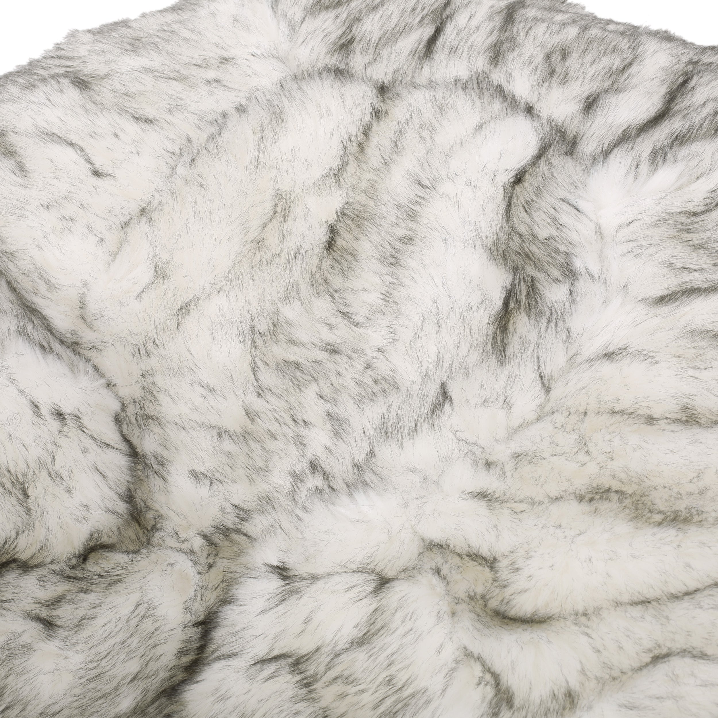 Modern Glam 5 Foot Short Faux Fur Bean Bag - White and Grey