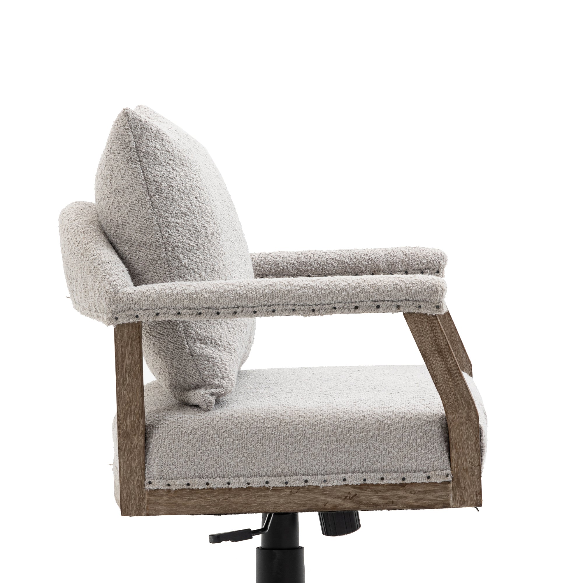 Office Chair Adjustable Swivel Chair Fabric Seat Home Study Chair - Light Gray