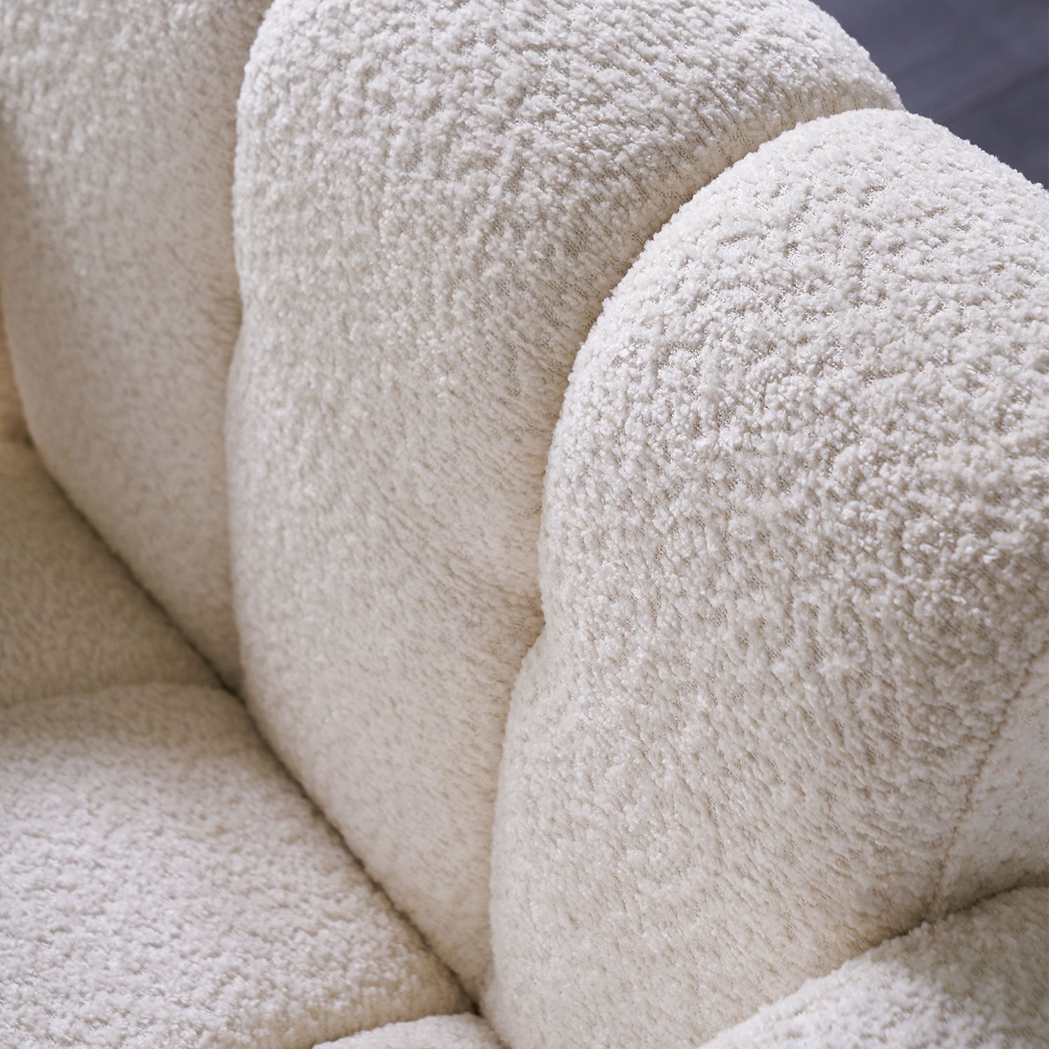 Wide Boucle Upholstered Accent Chair 31.10"  - Beige