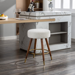 Boucle Upholstered Counter Height Stool, 360° Swivel