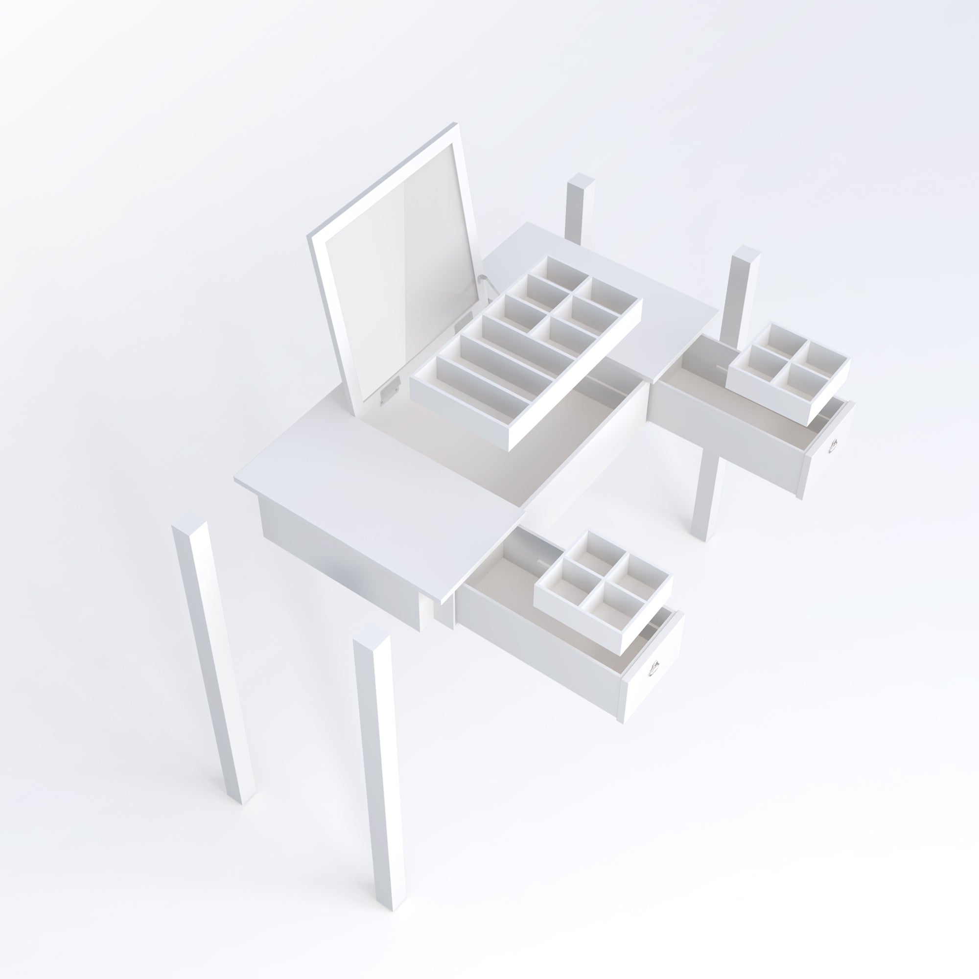 Accent White Vanity Table with Flip-Top Mirror and 2 Drawers
