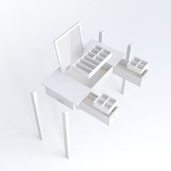 Accent White Vanity Table with Flip-Top Mirror and 2 Drawers