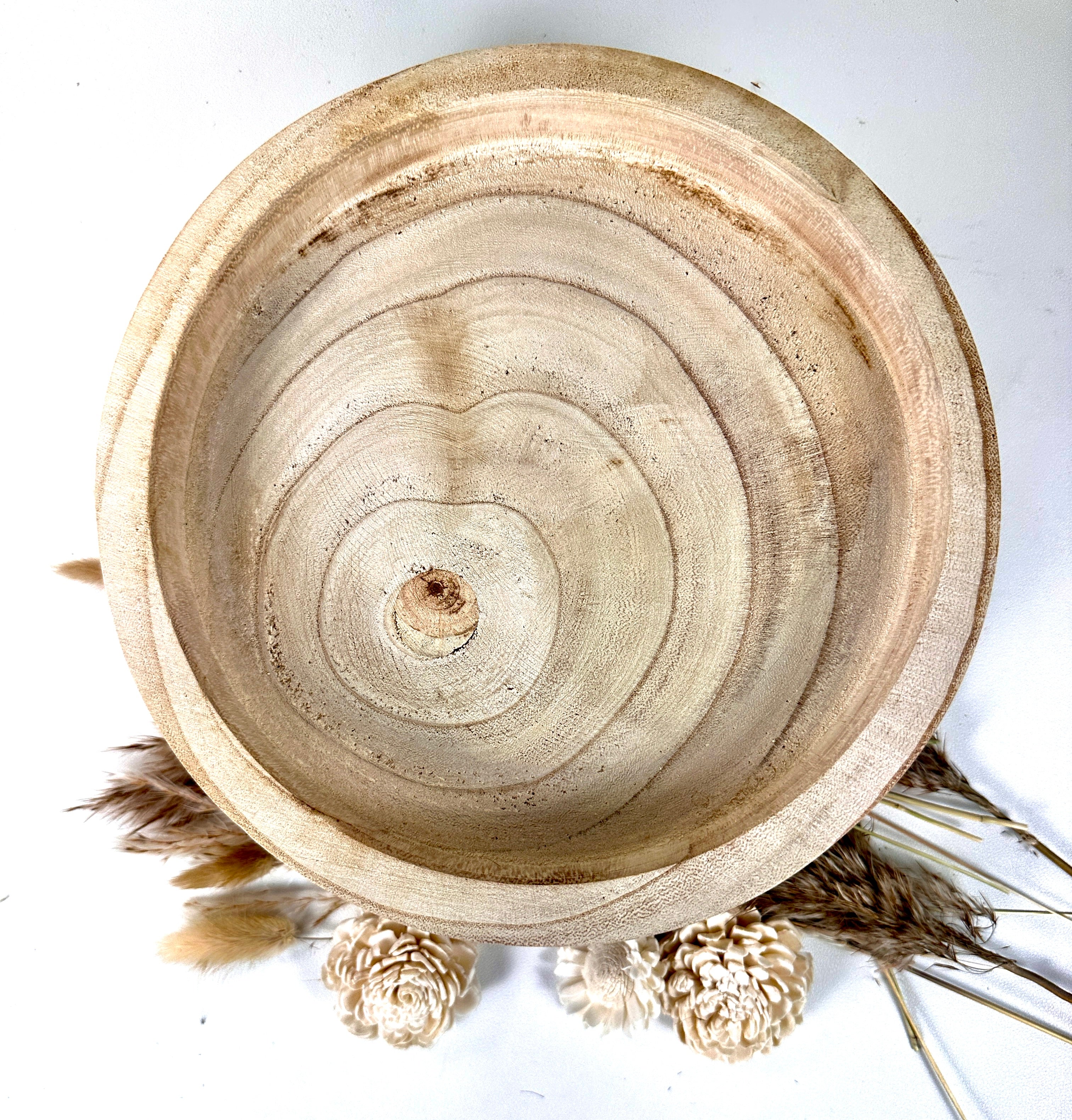 Boho Minimalist Rustic Paulownia Wood Tray 10" long- Beige