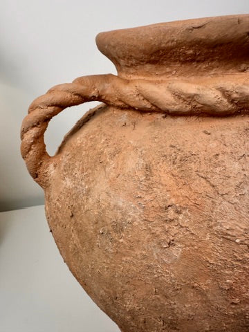 Stunning Roman Style Ceramic Vase Textured and Hand-Painted 15" tall - Brown Terracotta Color