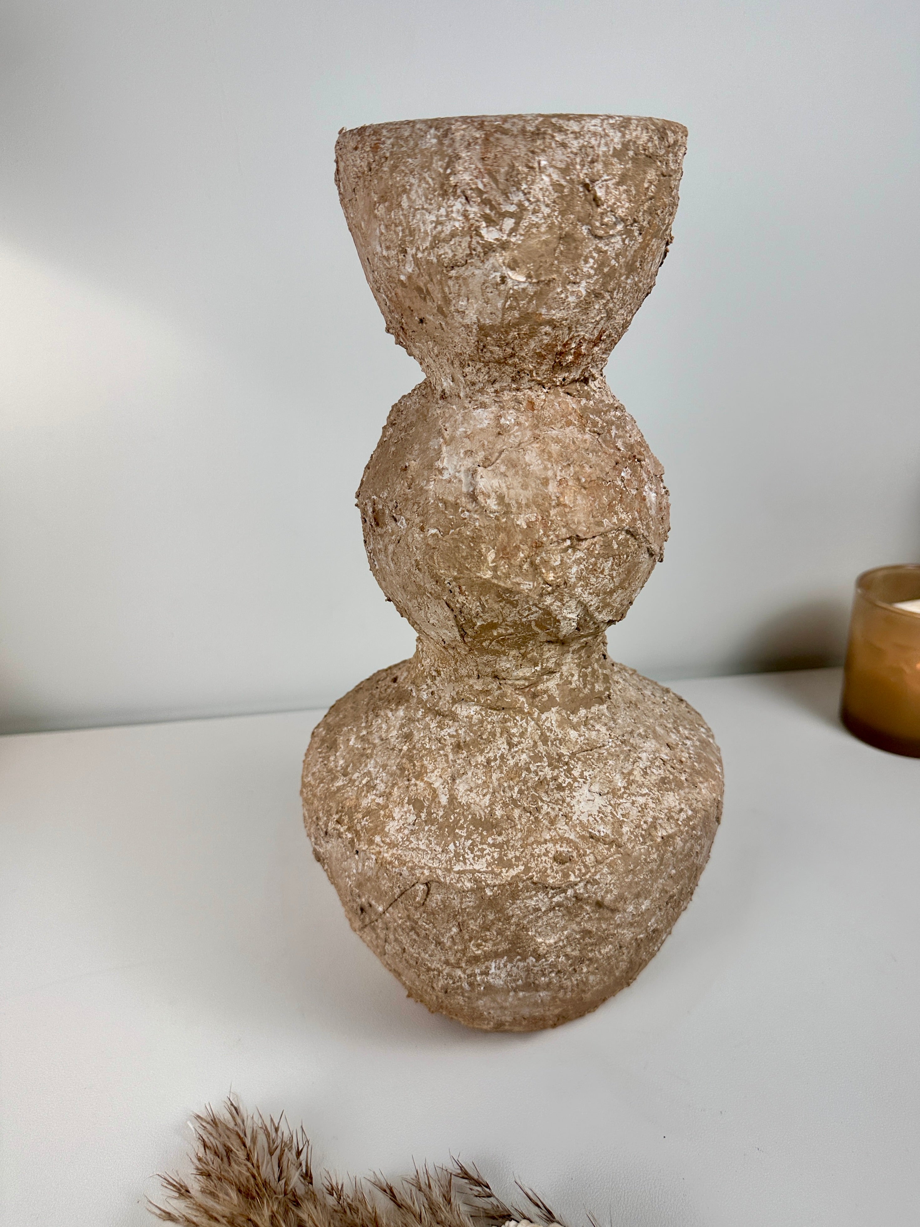 Minimalist Distressed Brown Washed Vase 14"