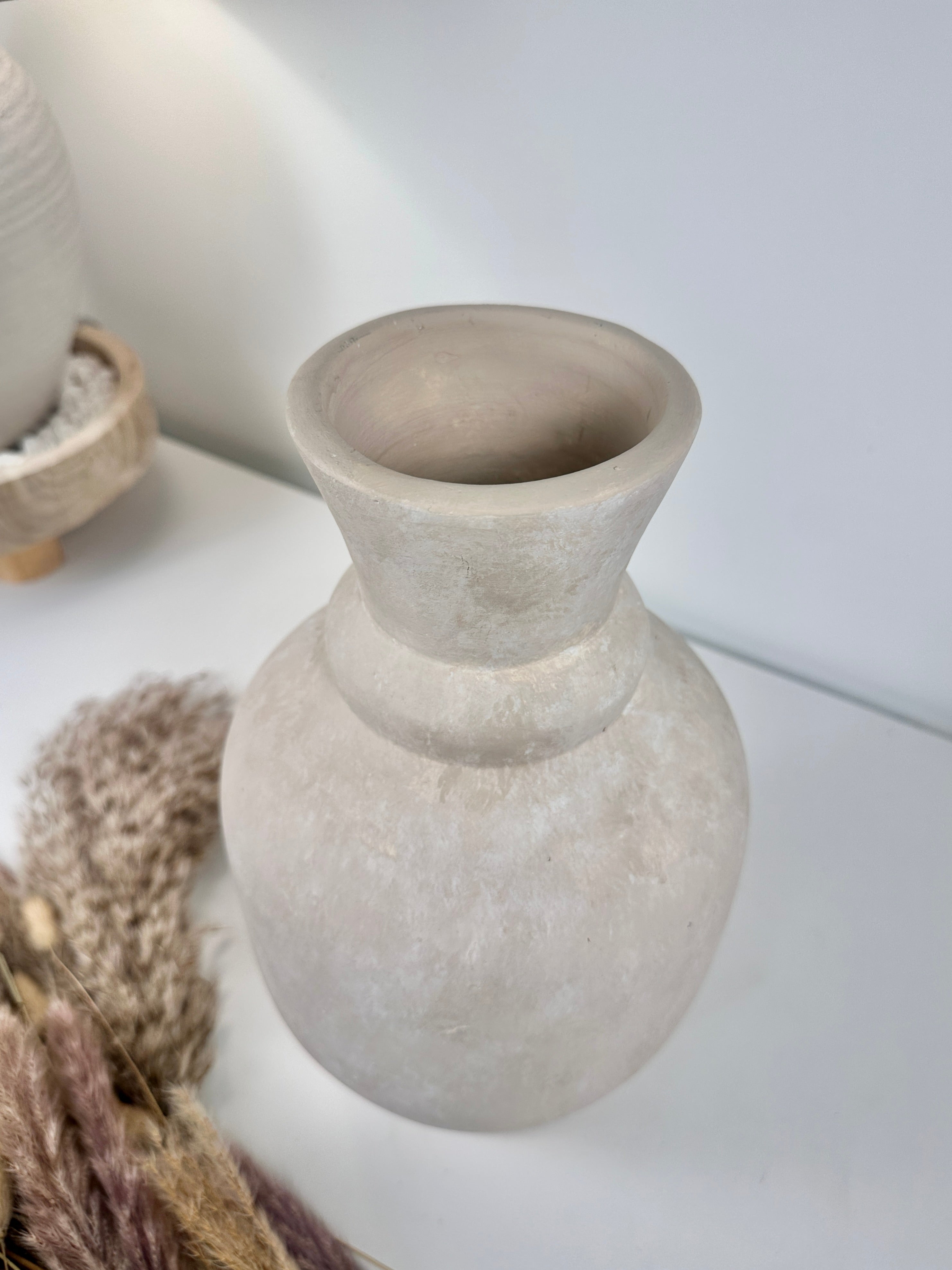 Roman Style Vase Hand-Painted 12" tall - Cream Sand washed
