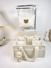 Set of 2 Pouch Bag for Stroller and Caddy Diaper Bag for Baby Essentials - Cream
