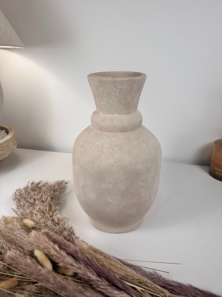 Roman Style Vase Hand-Painted 12" tall - Cream Sand washed