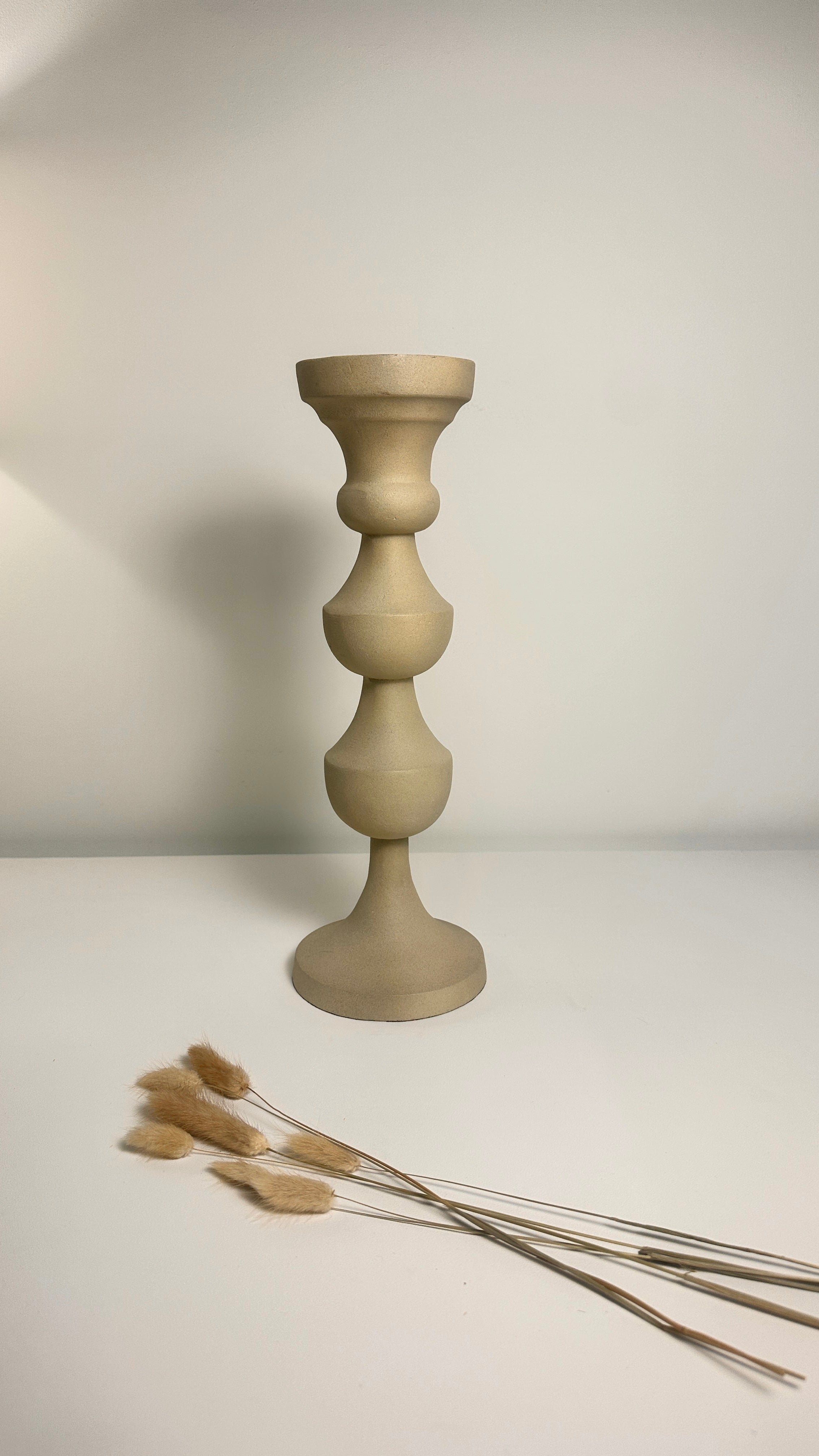 Sand Color Stone Style Candle Holder 15"