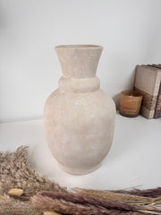 Roman Style Vase Hand-Painted 12" tall - Cream Sand washed