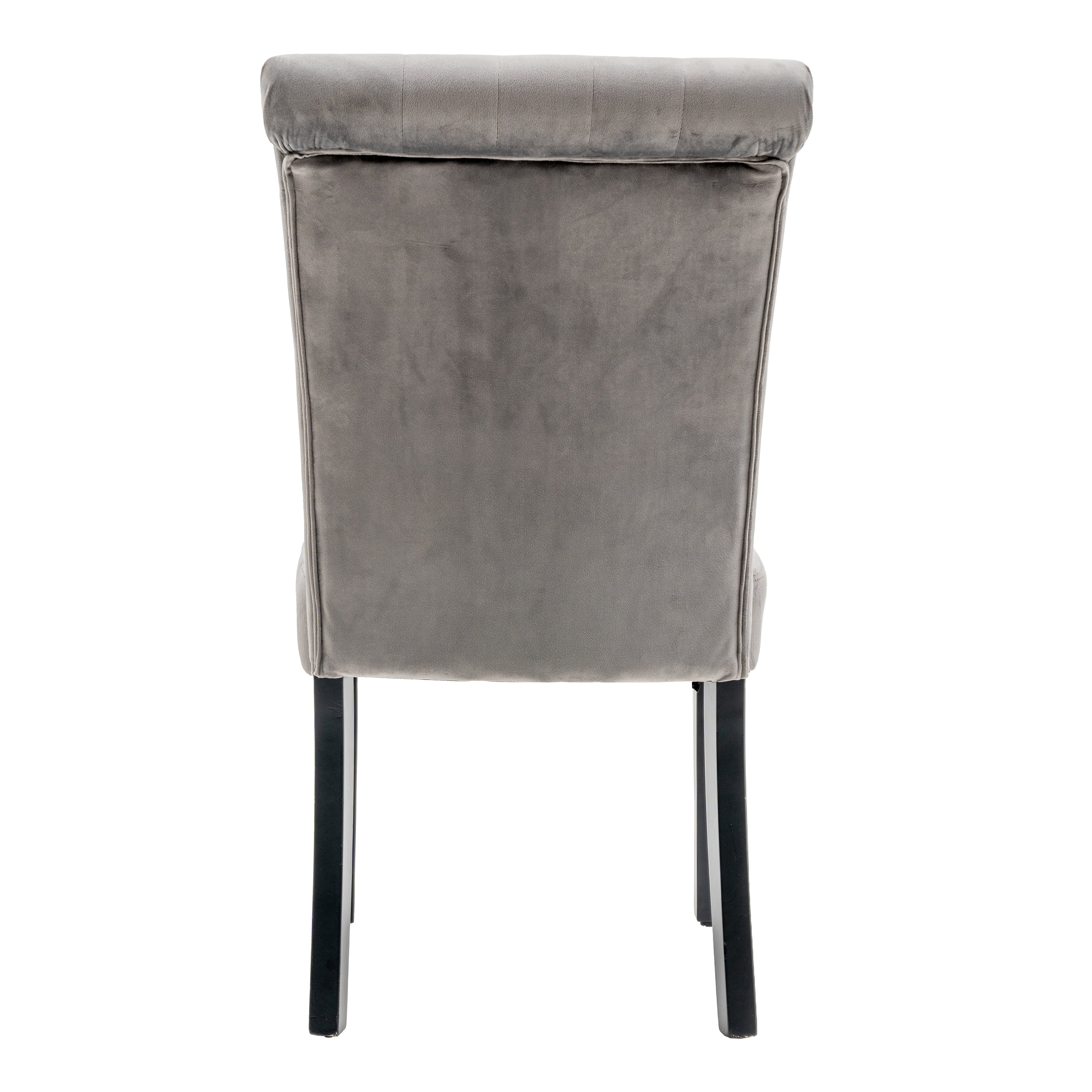 Velvet Dining Chair Set Tufted Heigh Back with Solid Wood Frame Accent Chairs (Set of 2) - Gray