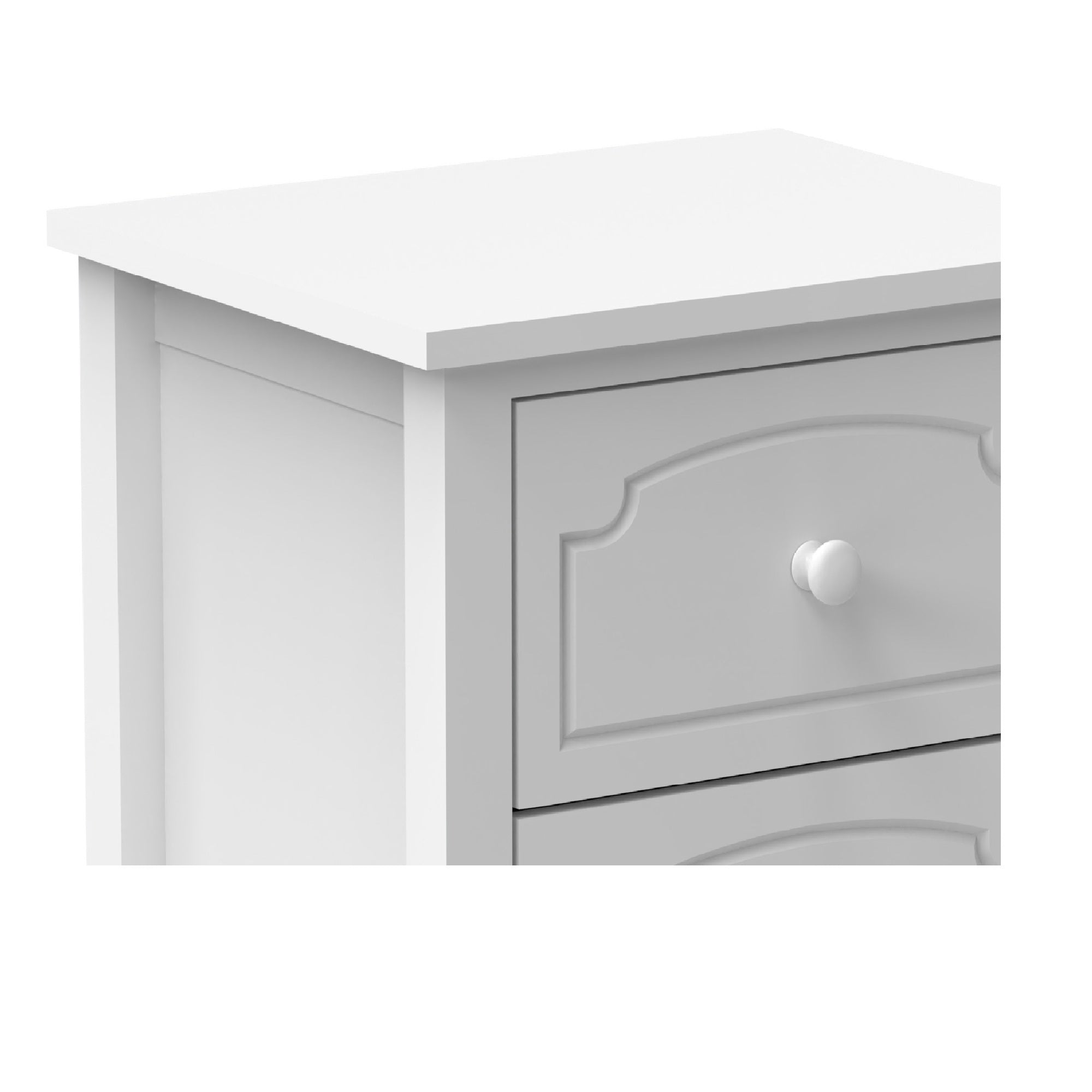 White Contemporary Roman Style, Solid Wood 2 Drawers Nightstand (1 piece)