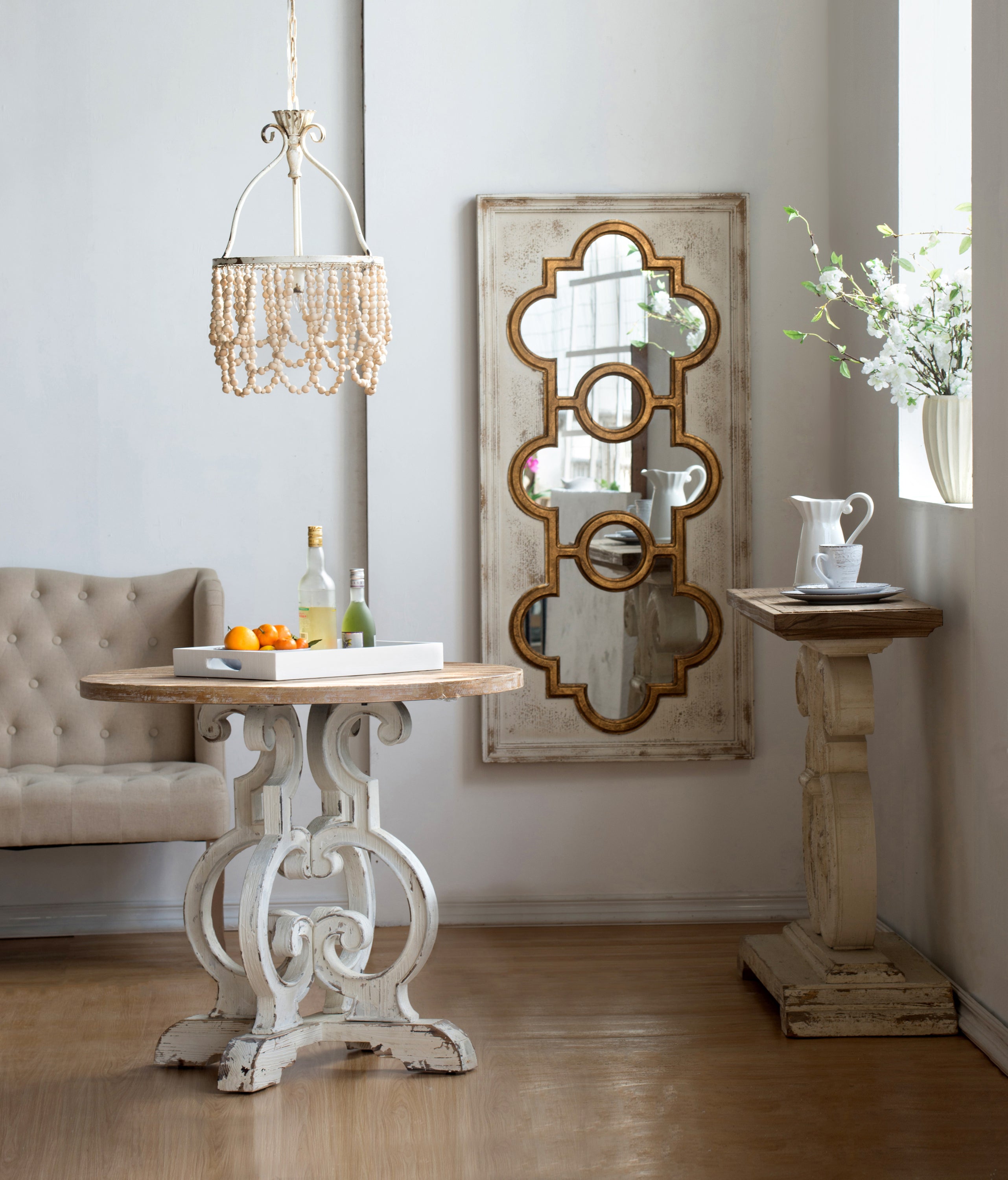 Classically Inspired Henley Decorative Mirror, French Country Style Wall Decor 58"x28" in