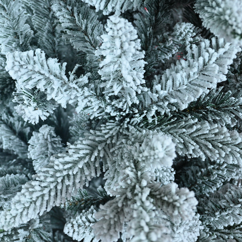 7FT PE/PVC Mixed Flocking Automatic Tree Environmentally Friendly Fireproof  Artificial Christmas Flocked Tree