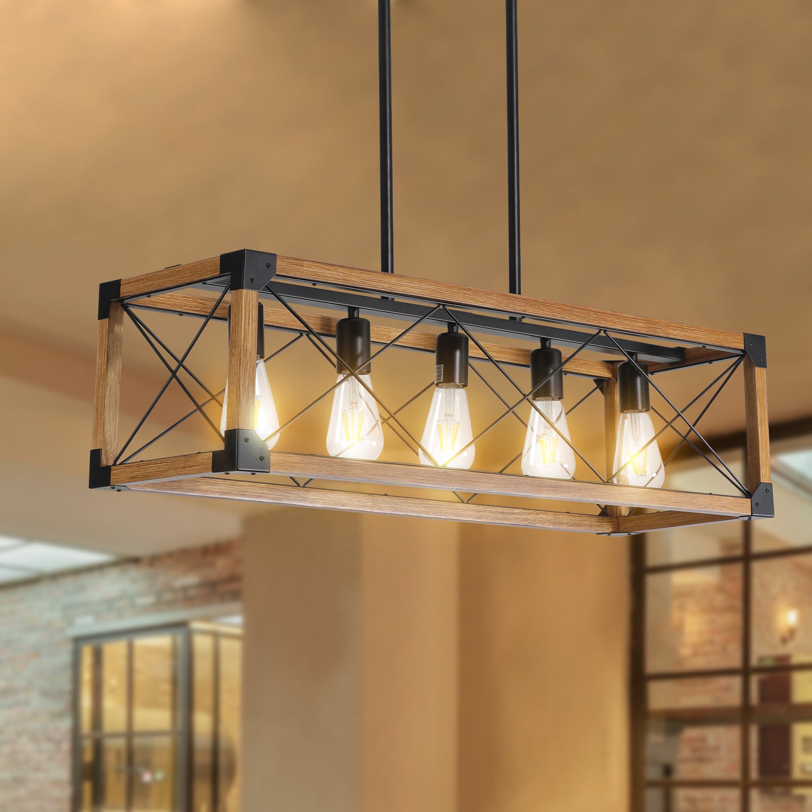 5-Light Retro Farmhouse Chandelier (No Bulbs)
