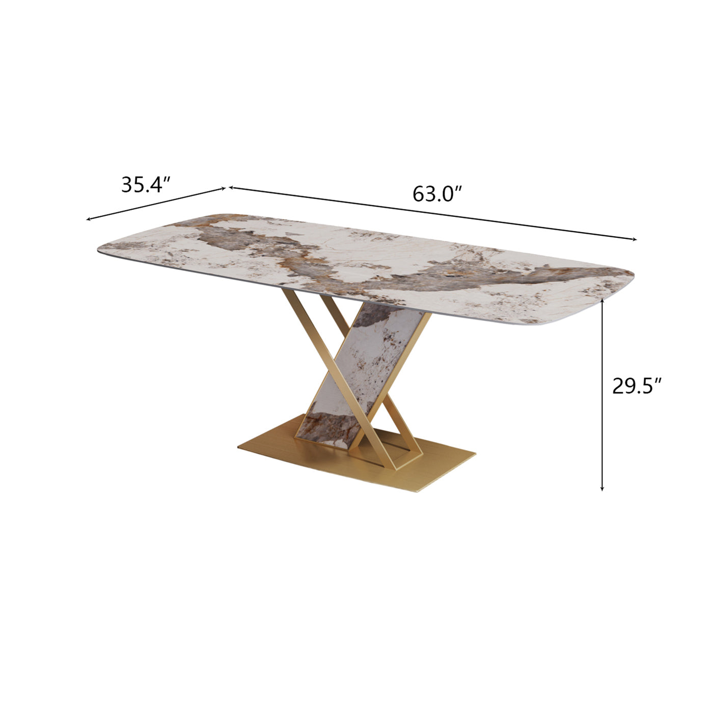 Modern Brilliant Sintered Stone Dining Table 63x35.4x29.5inch