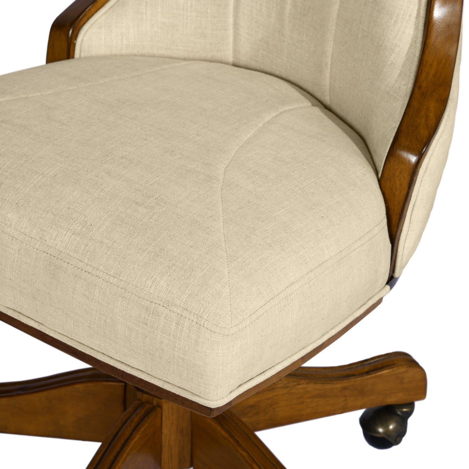 Elegant Home Office Chair Adjustable with Wheels - Beige