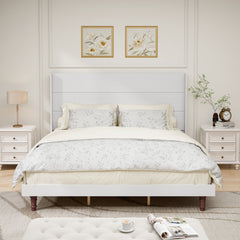 Stylish High Headboard Bed, 54 'High Headboard, High Quality, Comfortable High  Back Design Ideal for Reading or Relaxing, King Size, White