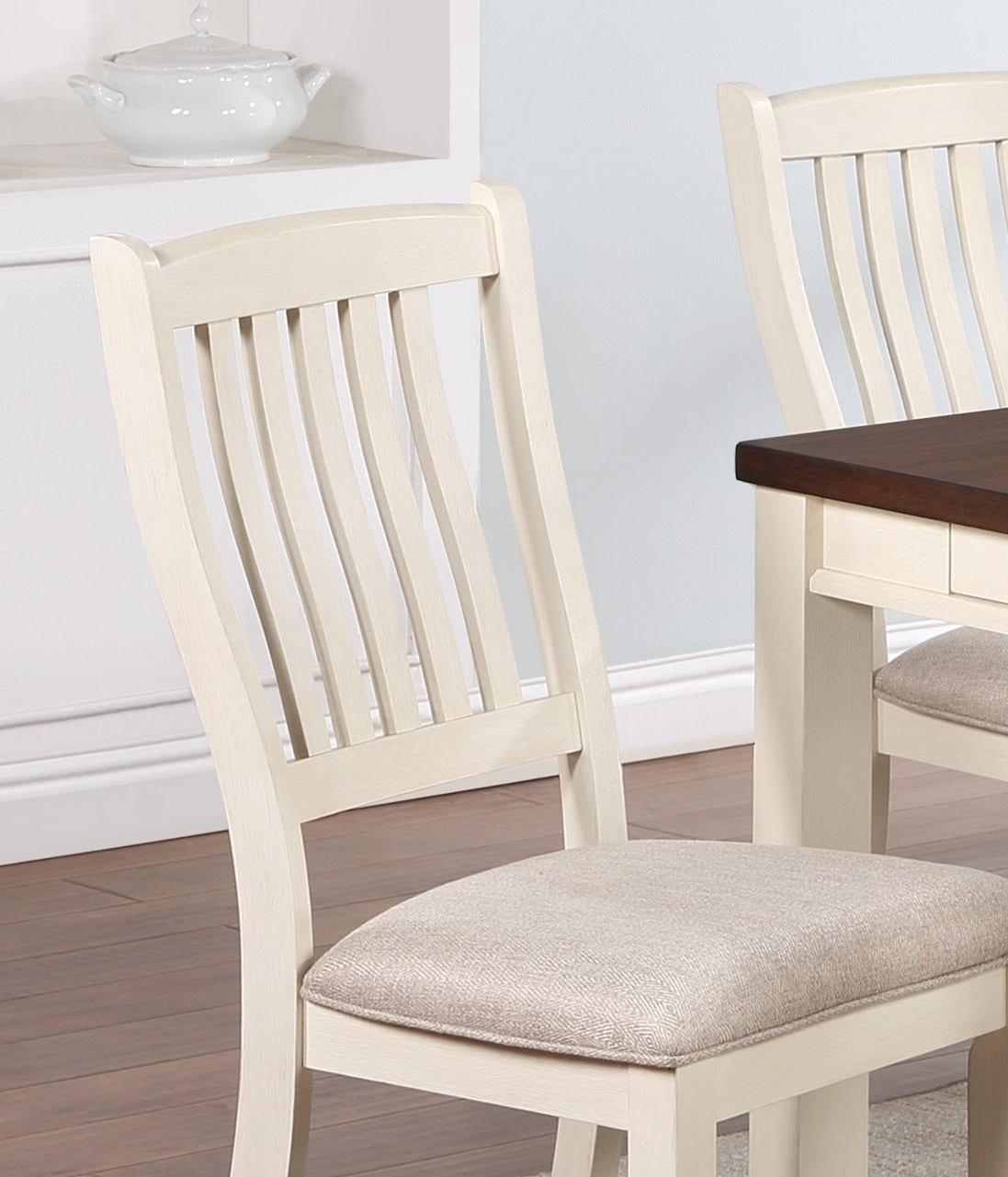 White Classic Dining Chairs Set Rubberwood Beige (Set of 2)