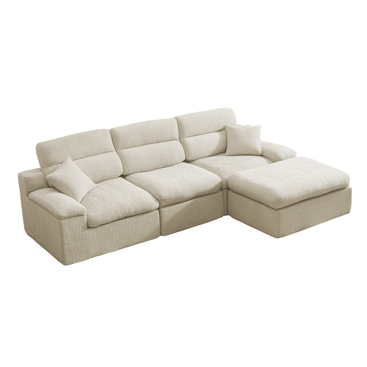 Modern Corner Chaise Sofa with High Backrest, L-Shaped Couch in Light Sage Green Chenille Fabric, Compressed High-Density Foam Cushions, Space-Saving No-Assembly Design for Living Room or Apartment