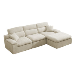Modern Corner Chaise Sofa with High Backrest, L-Shaped Couch in Light Sage Green Chenille Fabric, Compressed High-Density Foam Cushions, Space-Saving No-Assembly Design for Living Room or Apartment