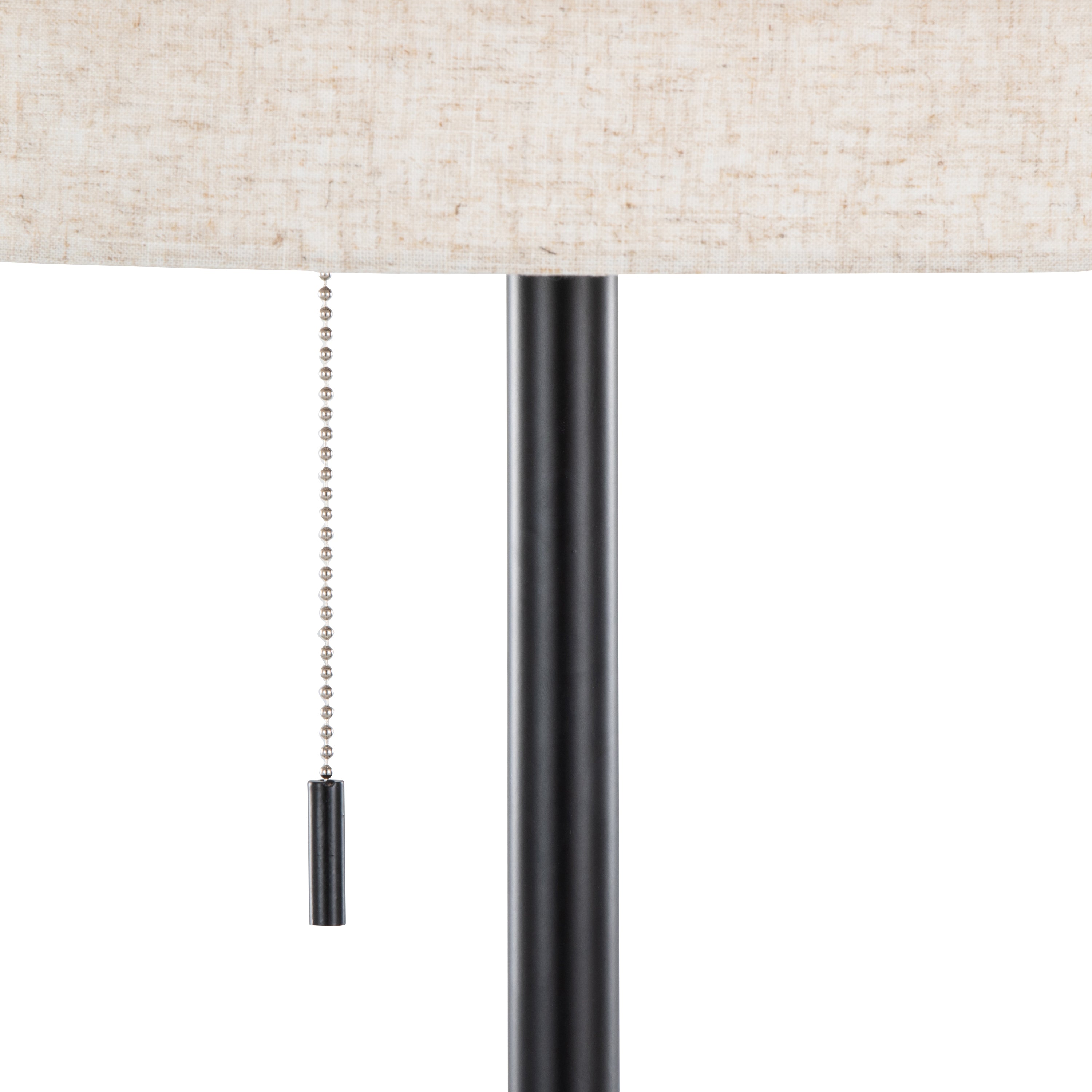 64" Contemporary Floor Lamp in Black Metal with Beige Linen Shade