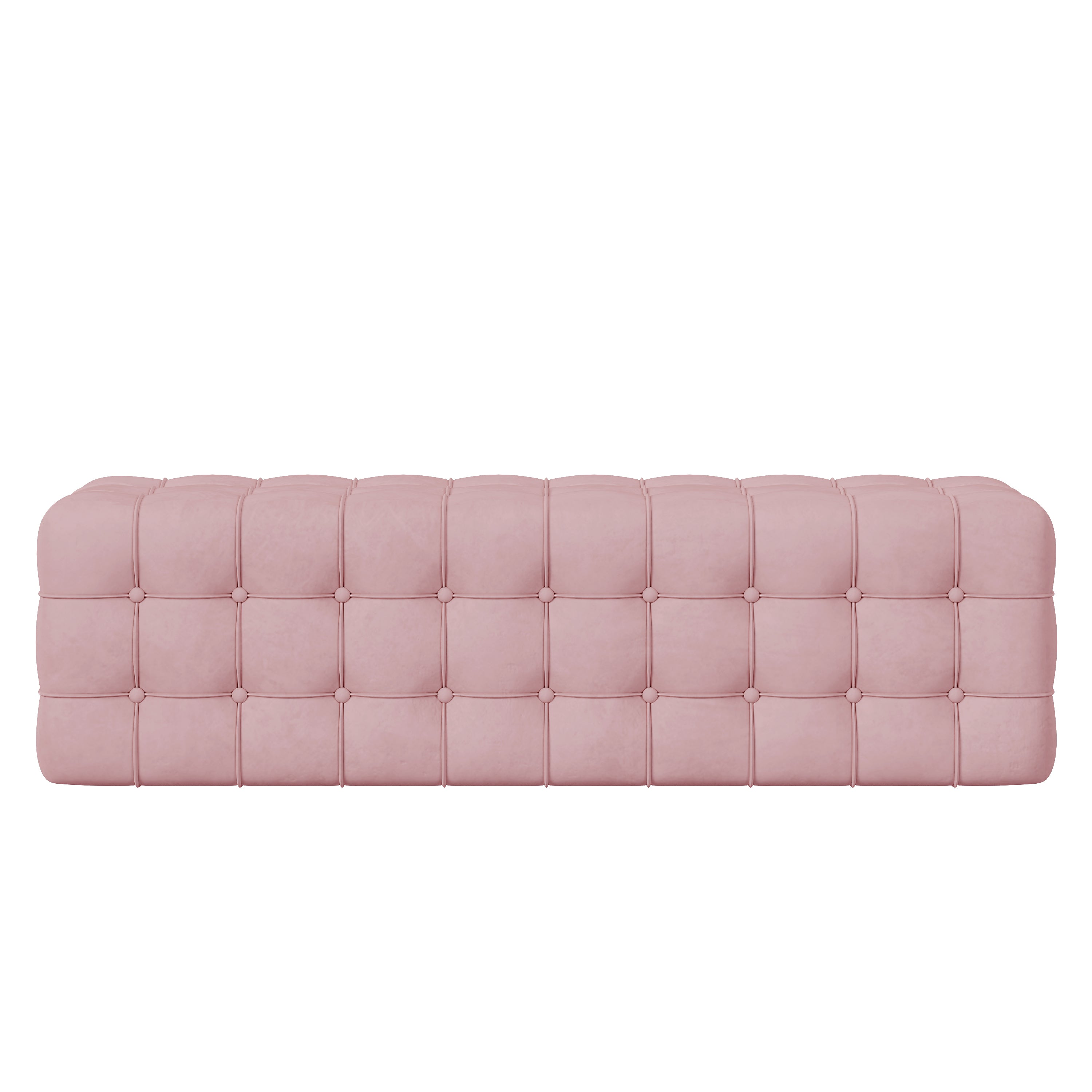 Velvet Upholstered Ottoman, Rectangular Footstool, No Assembly Required, Elegant and Luxurious Pink
