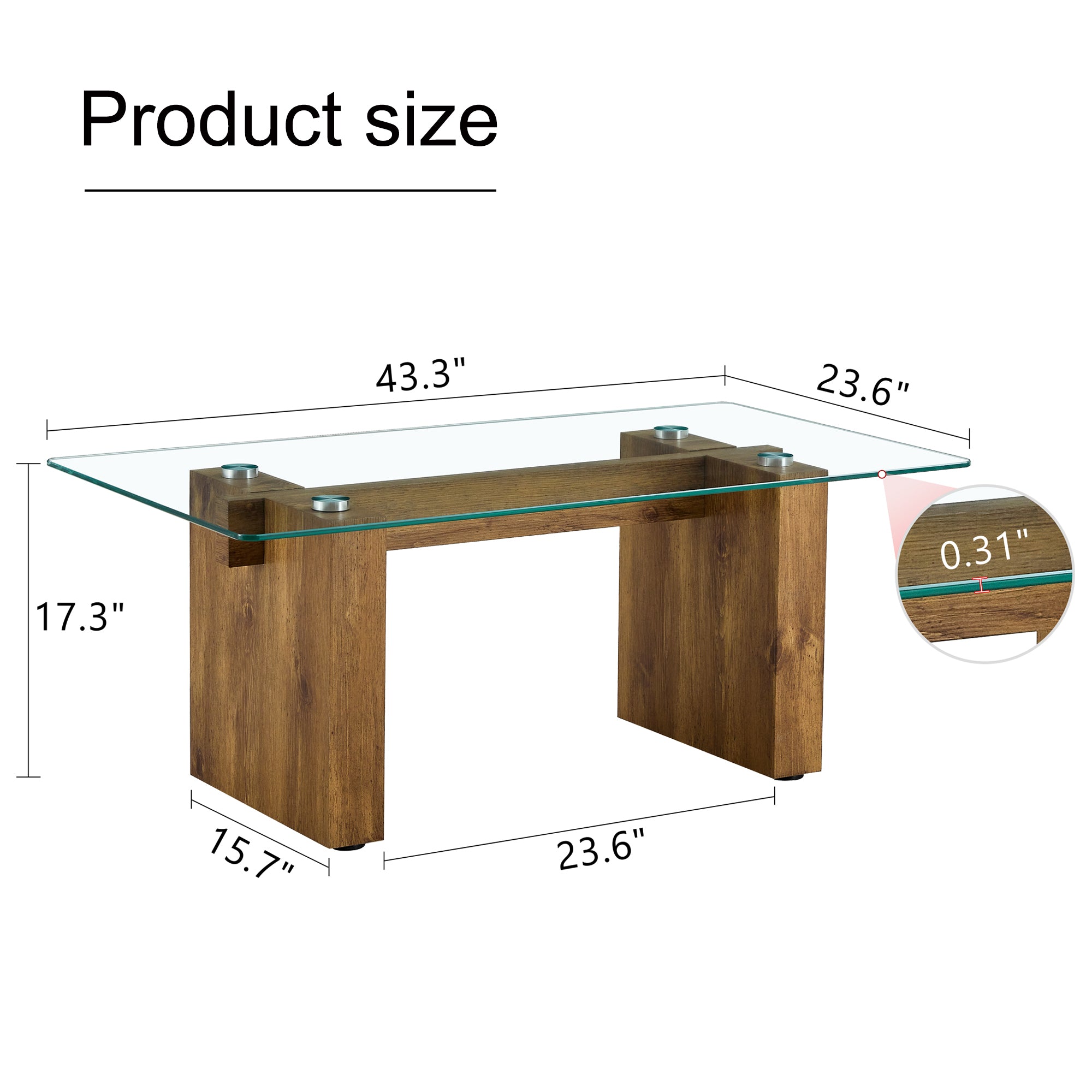Modern Minimalist Transparent Tempered Glass Coffee Table and Dining Table