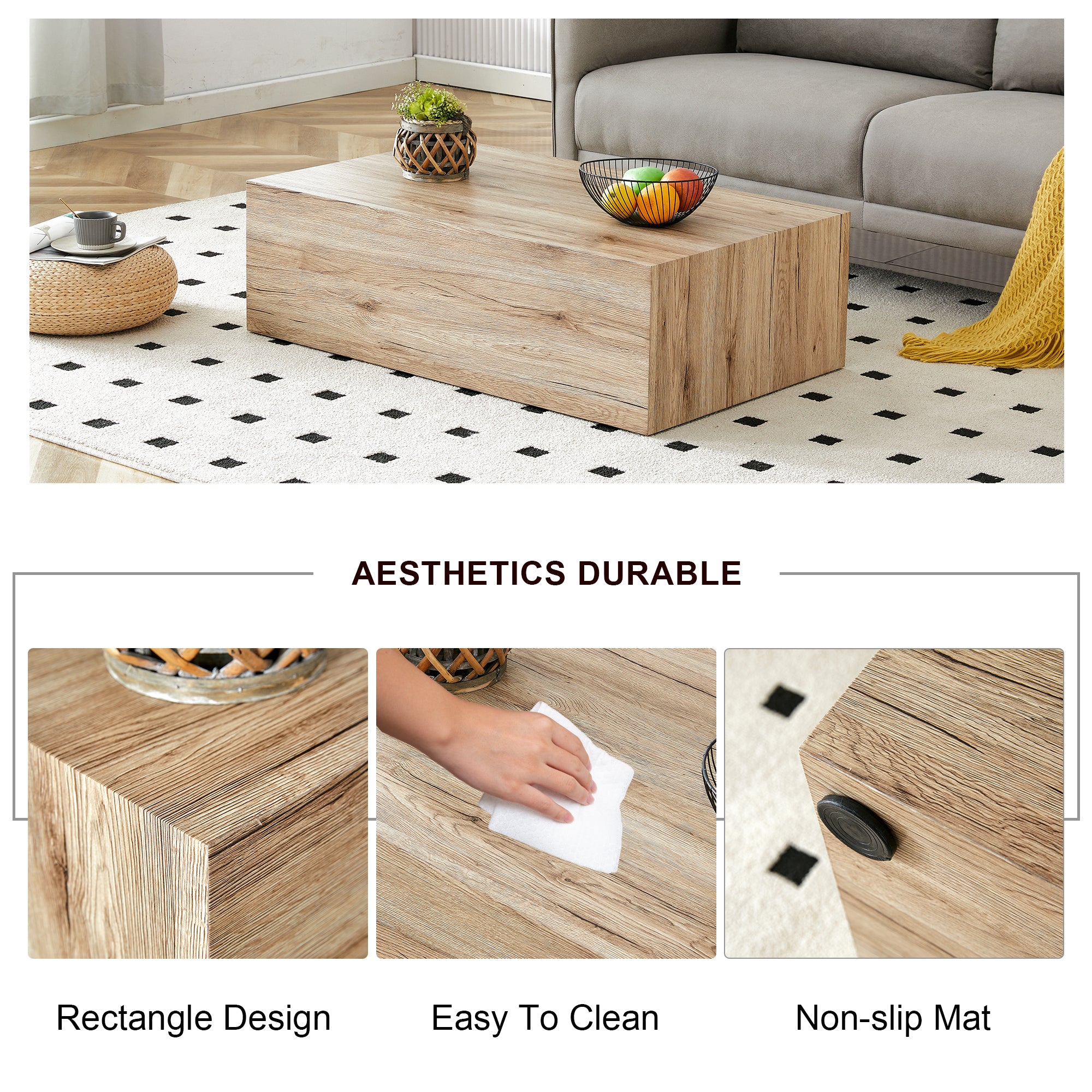 Design Coffee Table with Wood Texture Pattern