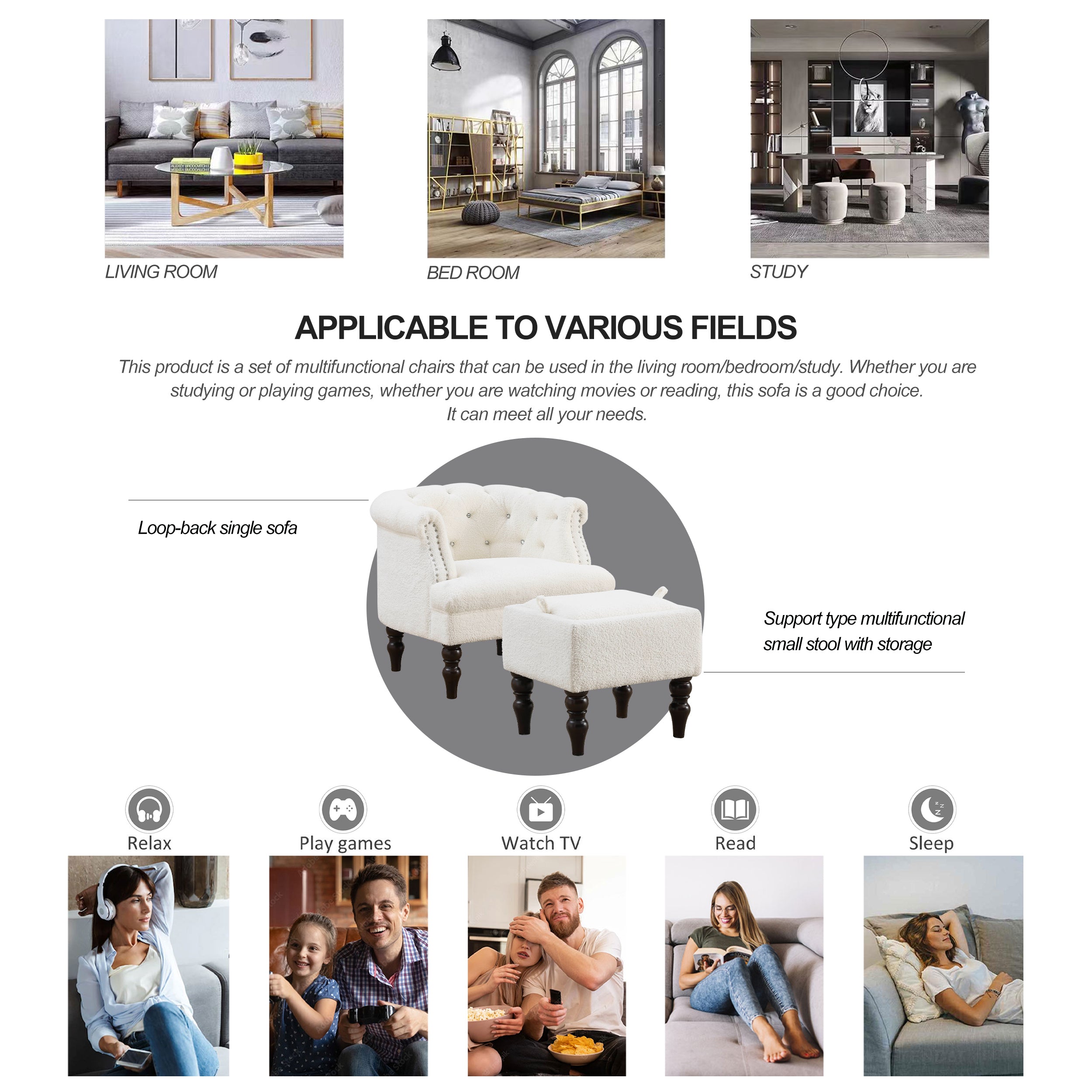 Chesterfield Tufted Accent Chair with Crystal Buttons