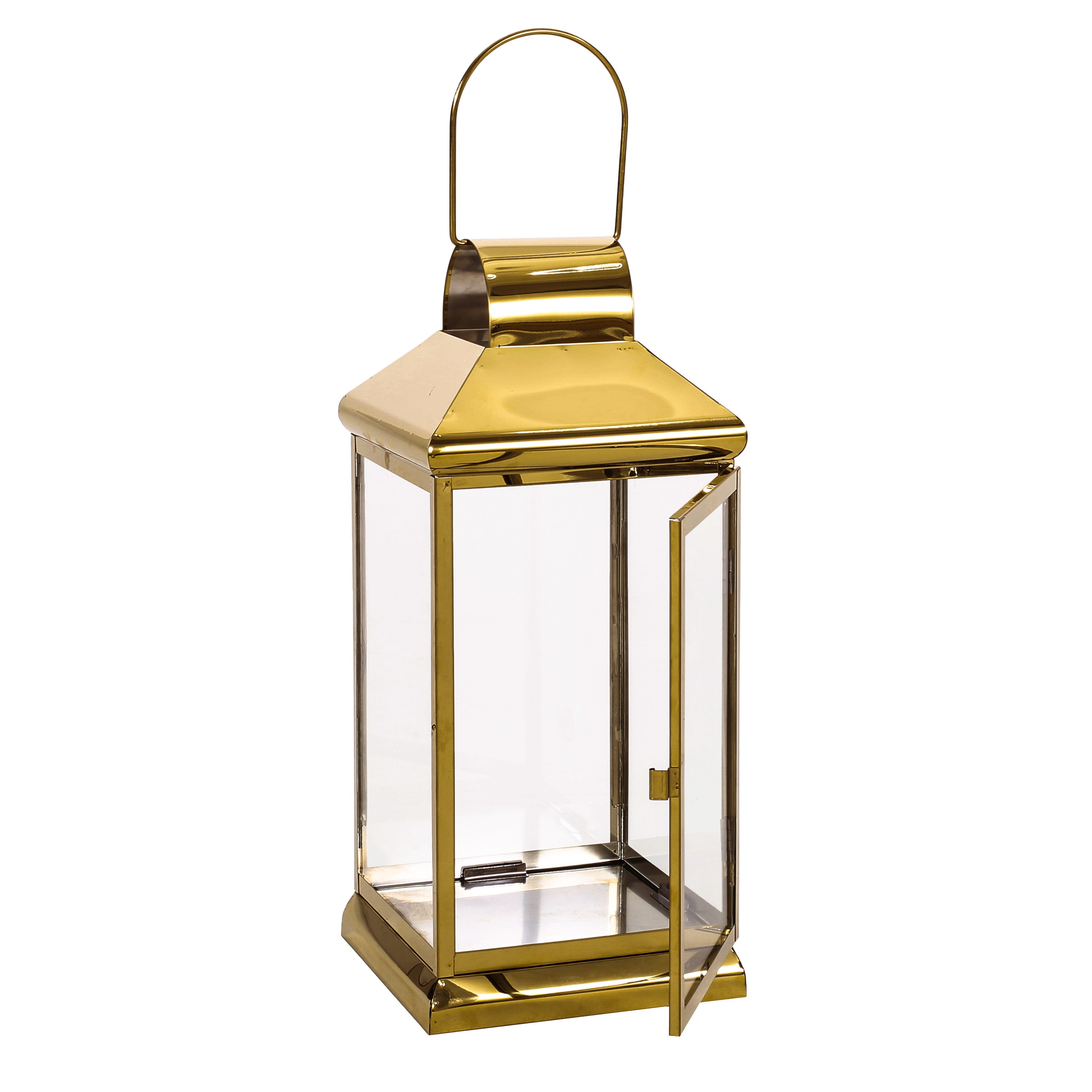Elegant Stainless Steel Lantern Gold 16"H