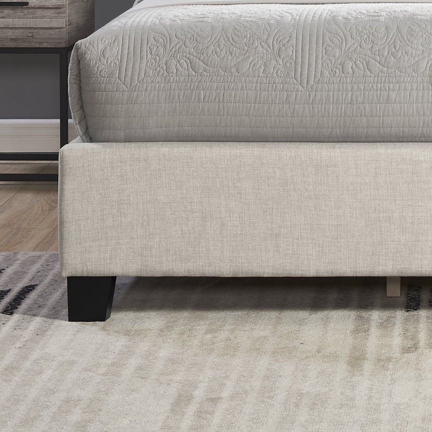 Queen Size Nantarre Fabric Button Tufted Wingback Upholstered Bed with Nail Head Trim, Beige