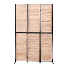 3 Panel Room Dividers and Folding Privacy Screen Natural Wooden Room Partitions 6ft - Natural