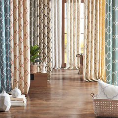 50x108" Fretwork Print Grommet Top Window Curtain Panel - Beige+Grey (1 panel only)