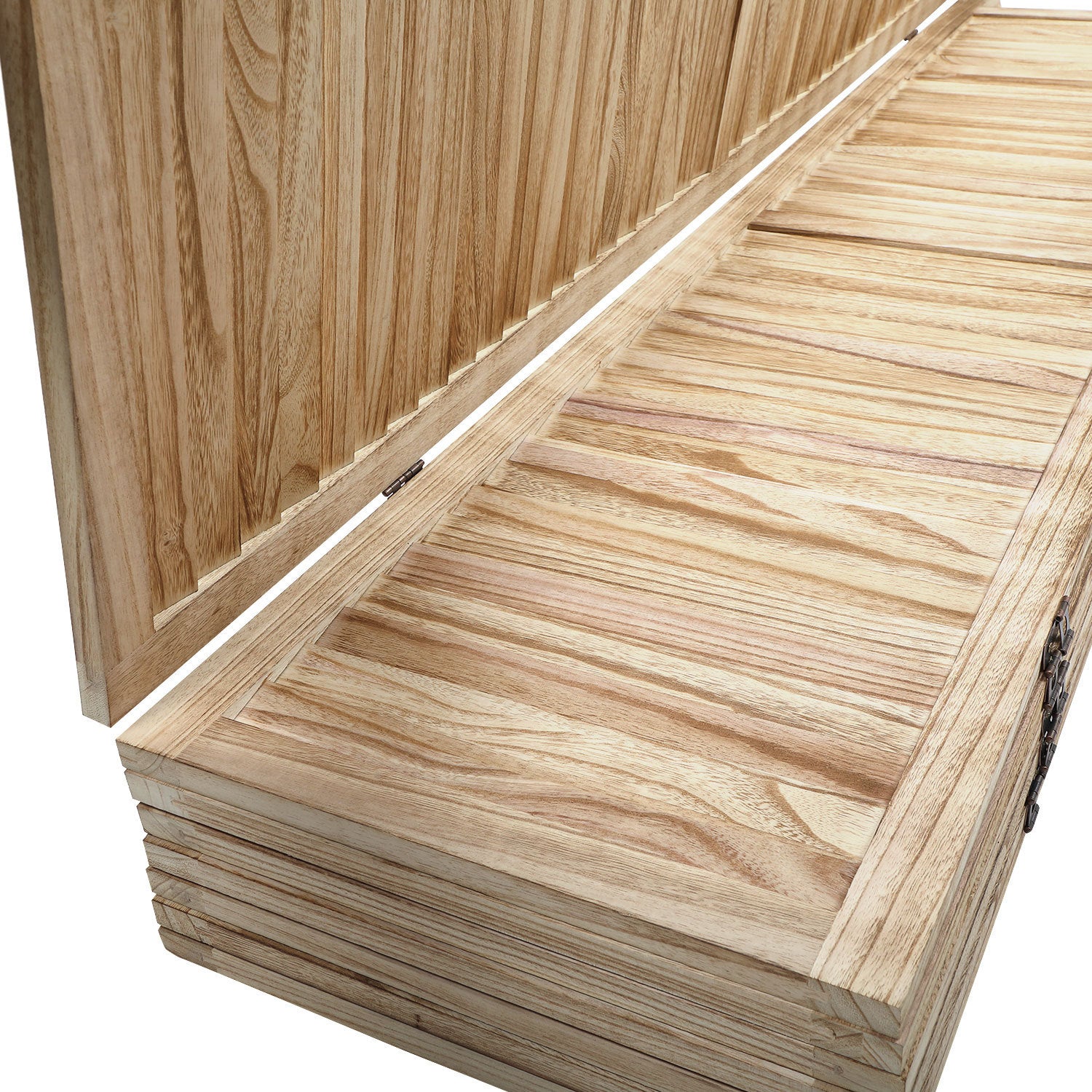 8 Panel Screen Folding Louvered Room Divider - Light Burn