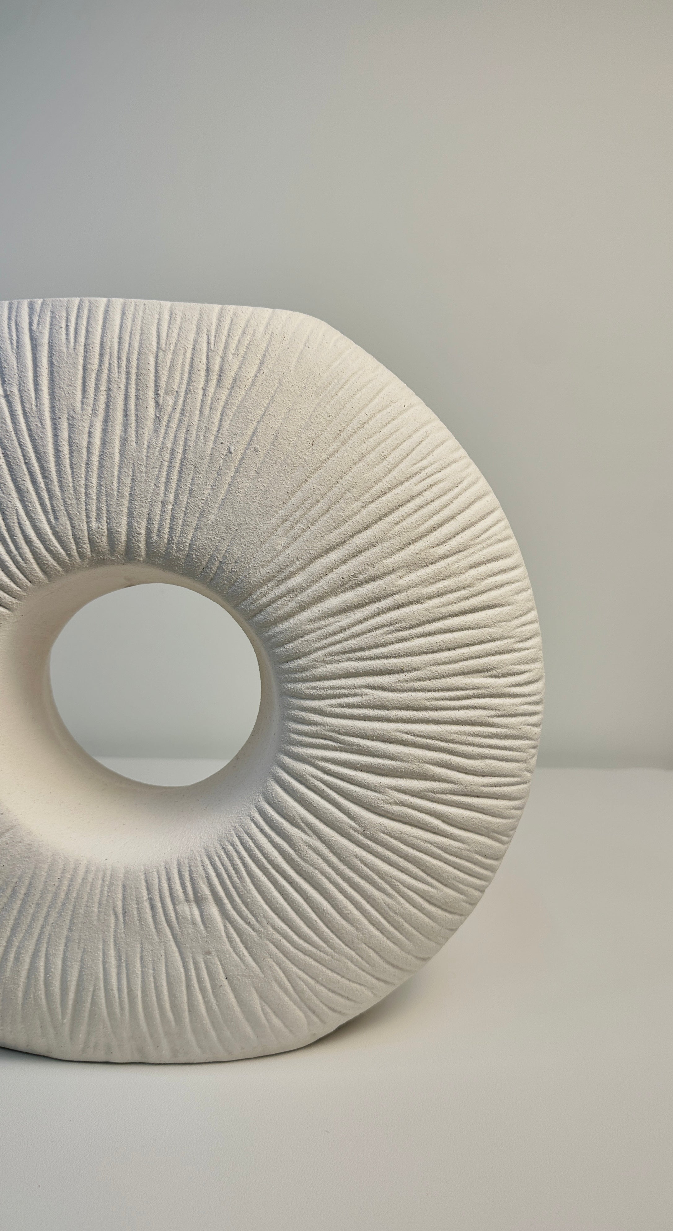 Minimalist Contemporary White Ceramic Vase 14 Inch