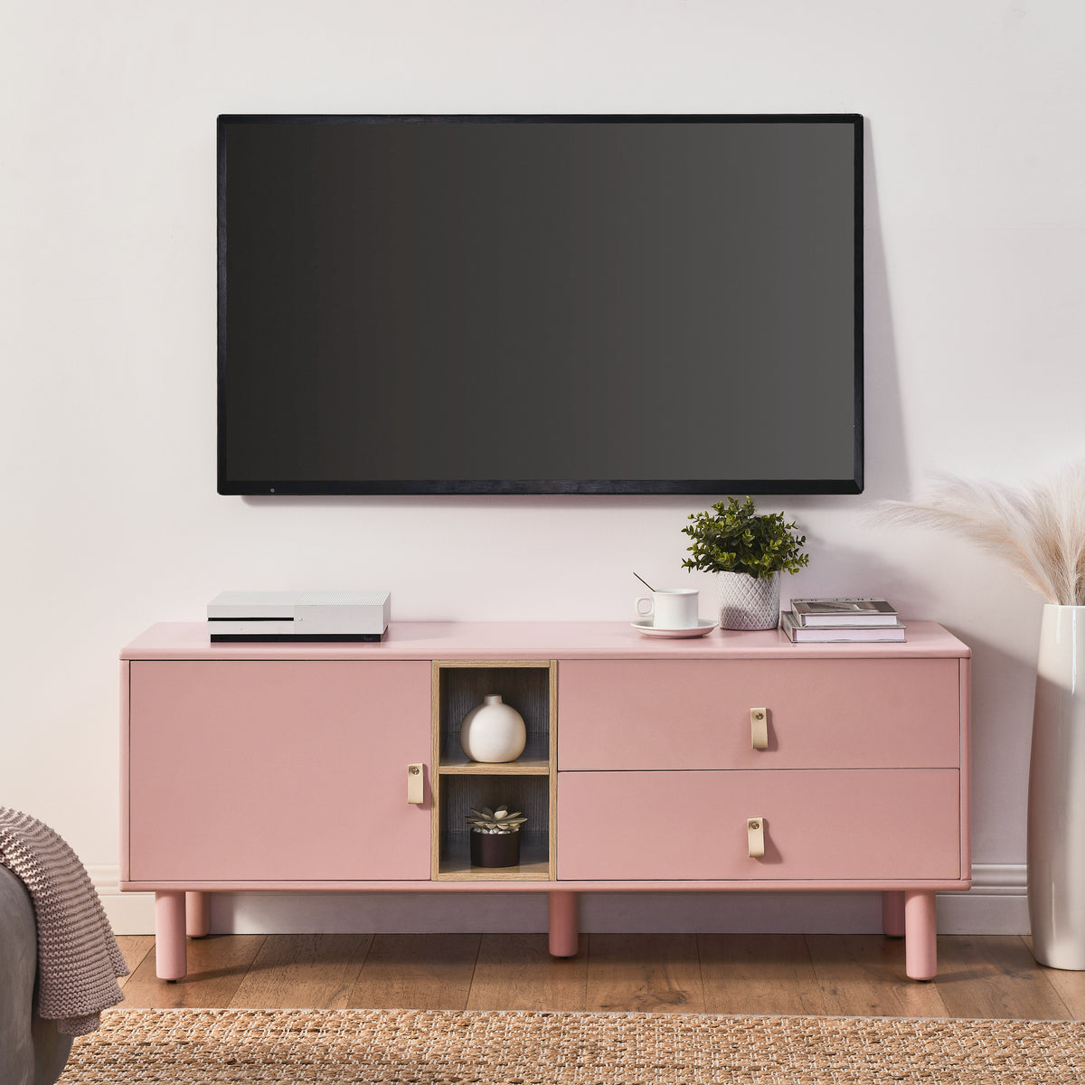 Drawer TV Home Cabinet with Door, Storage, multi-functional - Pink