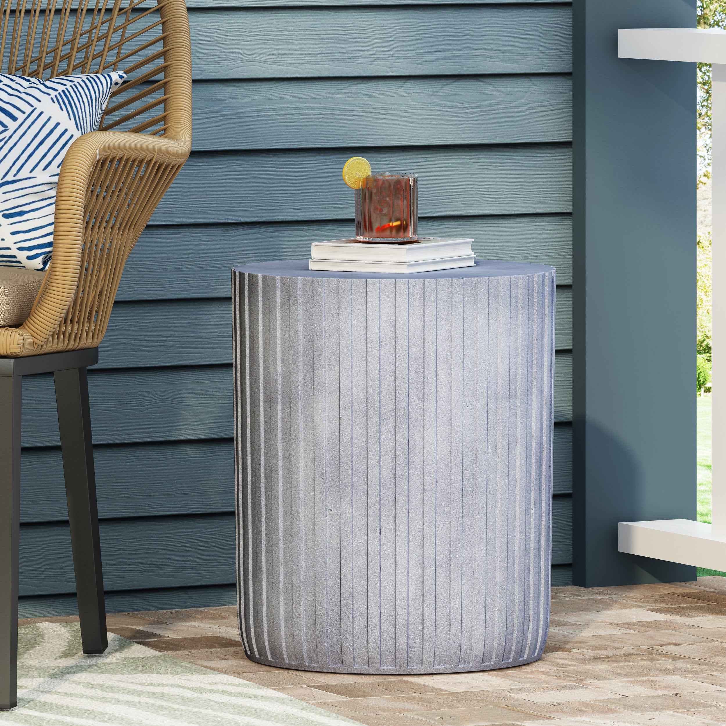 Lightweight Concrete Side Table - Indoor or outdoor - Light Blue