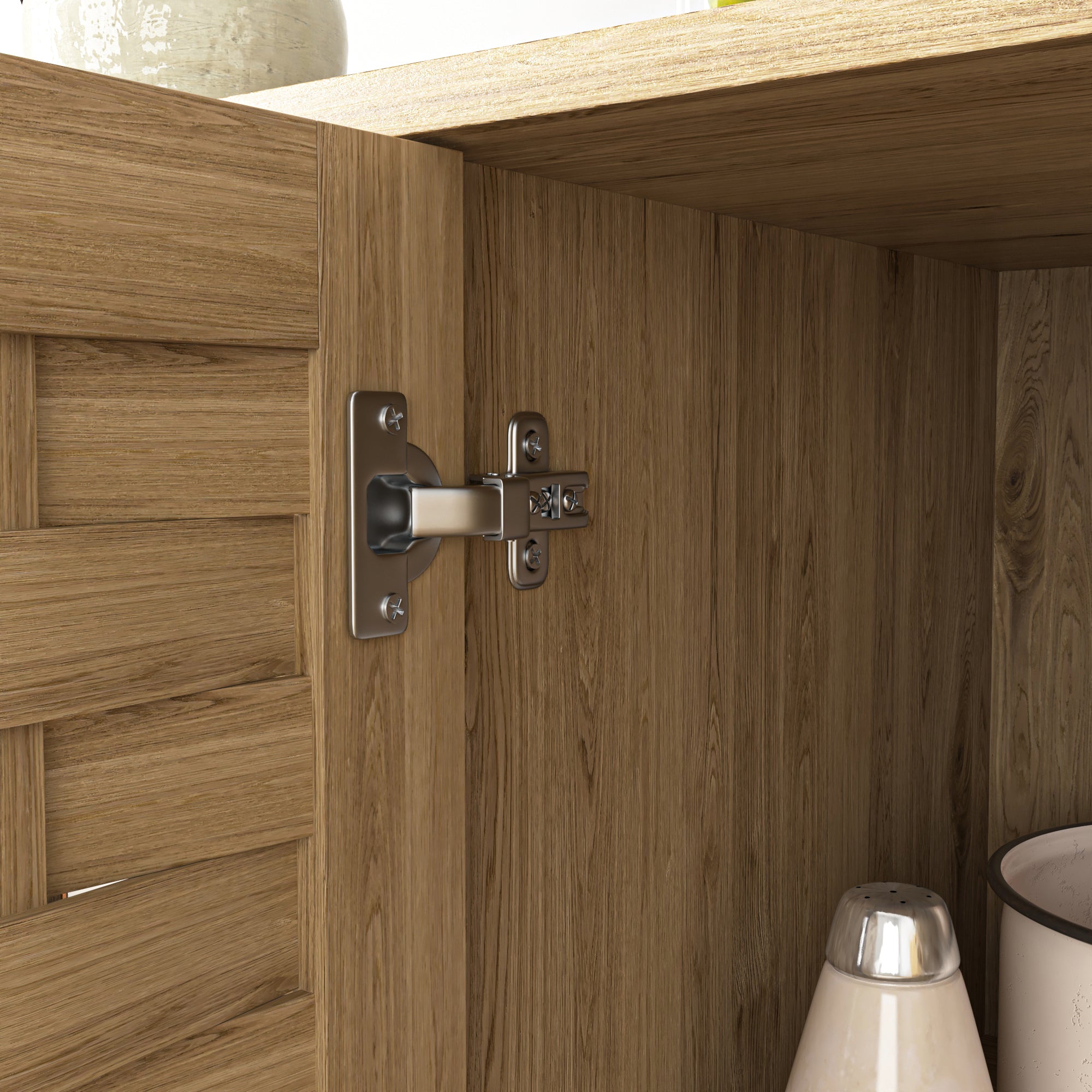 Storage Cabinet with 3 Doors, Wood Sideboard Buffet with Adjustable Shelf, Anti-tip Kit Accent Cabinet