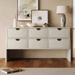 Retro Style Rubber Wood Venner Three-Drawer Dresser Sideboard Cabinet Console Table Sofa Table Ample Storage Spaces - Antique White