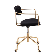 Contemporary Office Chair - Gold Metal and Black Velvet