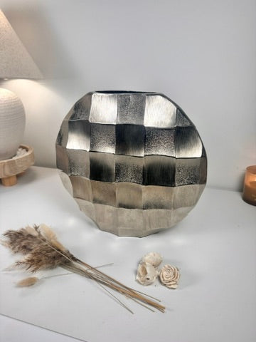 Art Piece Metallic Vase Silver 13.5" tall