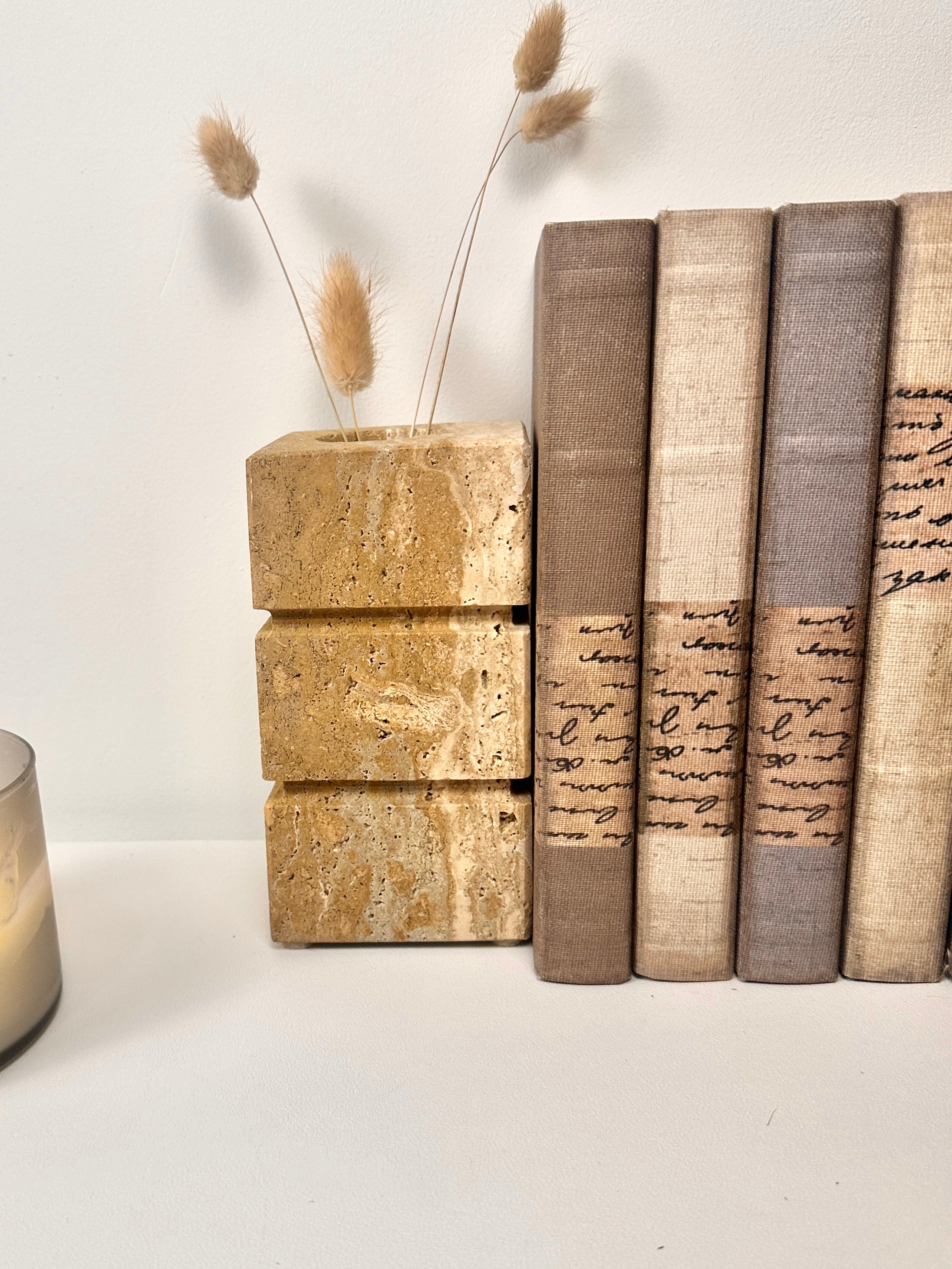 Handcrafted Organic Natural Stone Vase 6“ - Beige & Tan