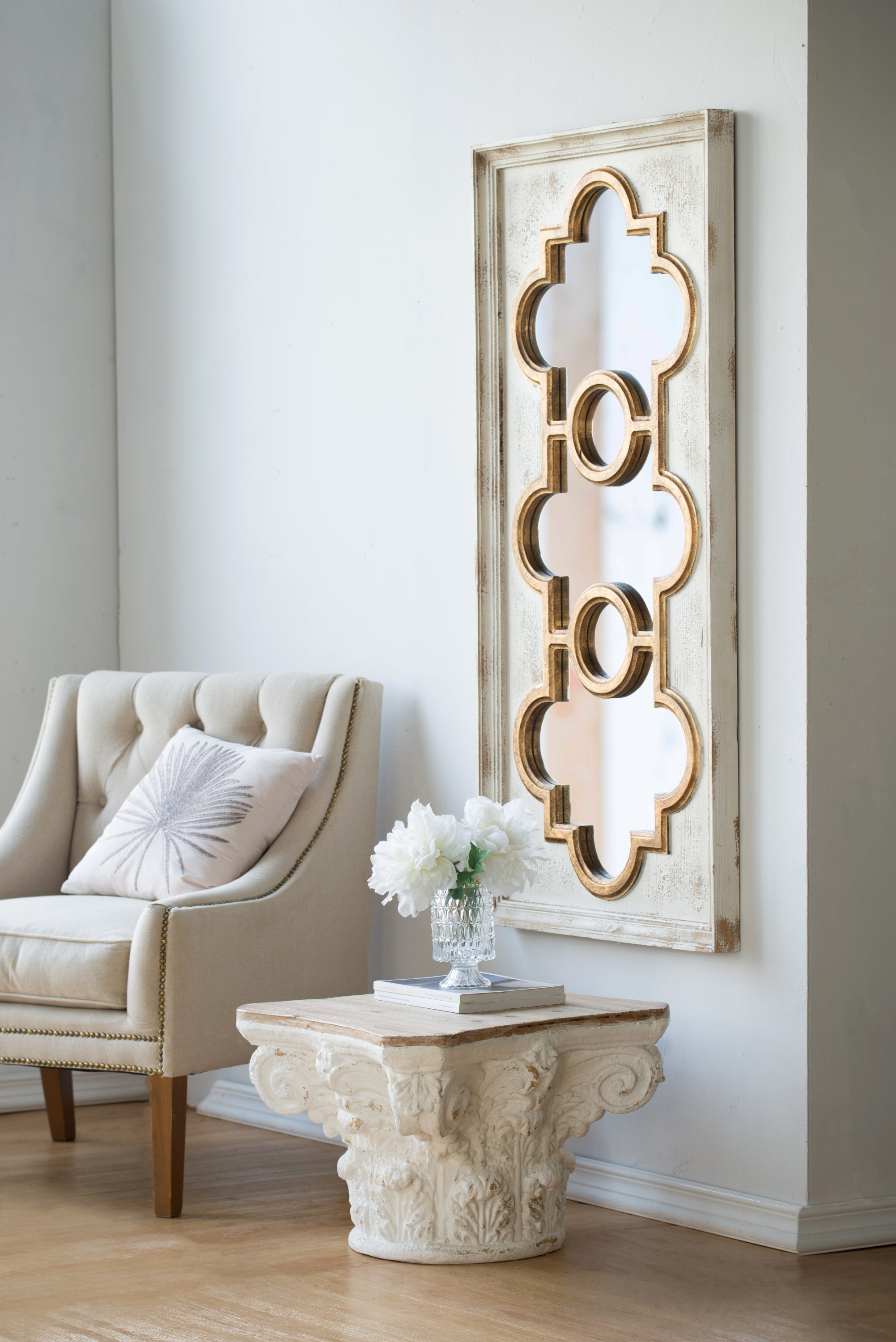 Classically Inspired Henley Decorative Mirror, French Country Style Wall Decor 58"x28" in