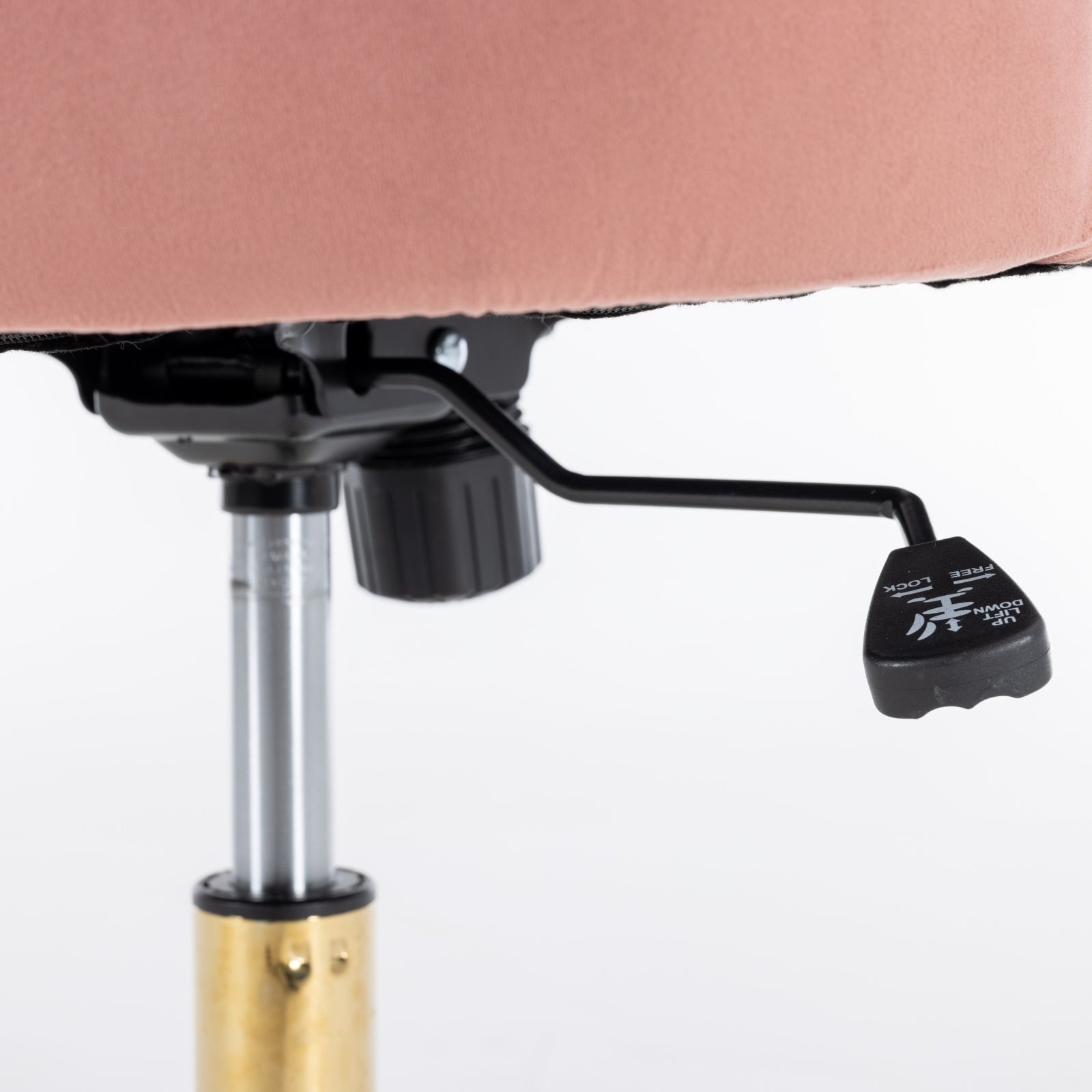 Velvet Upholstered Tufted Button Home Office Chair with Golden Metal Base, Adjustable Desk Chair Swivel Office Chair - Pink