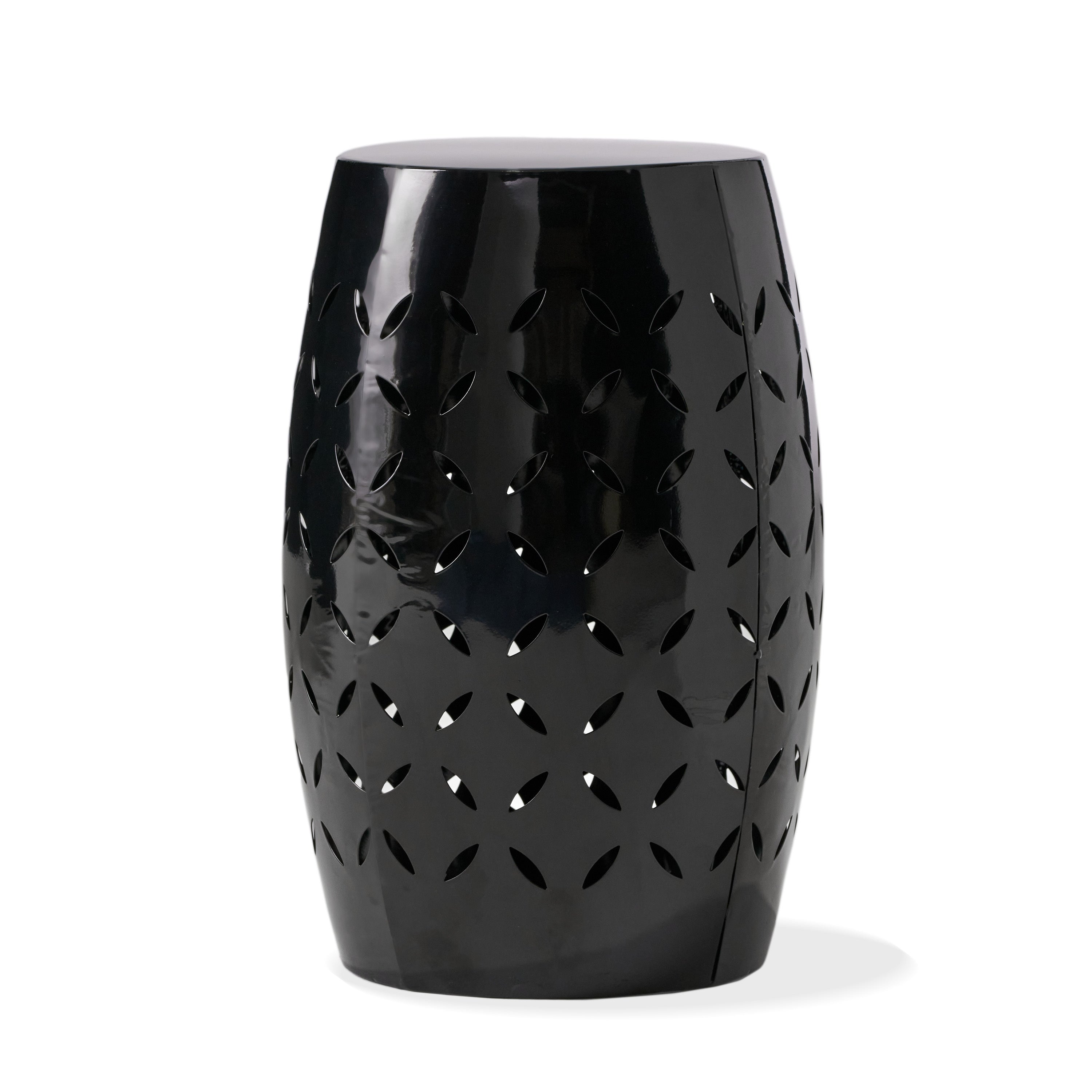Barrel Shape Metal Side Table - Black