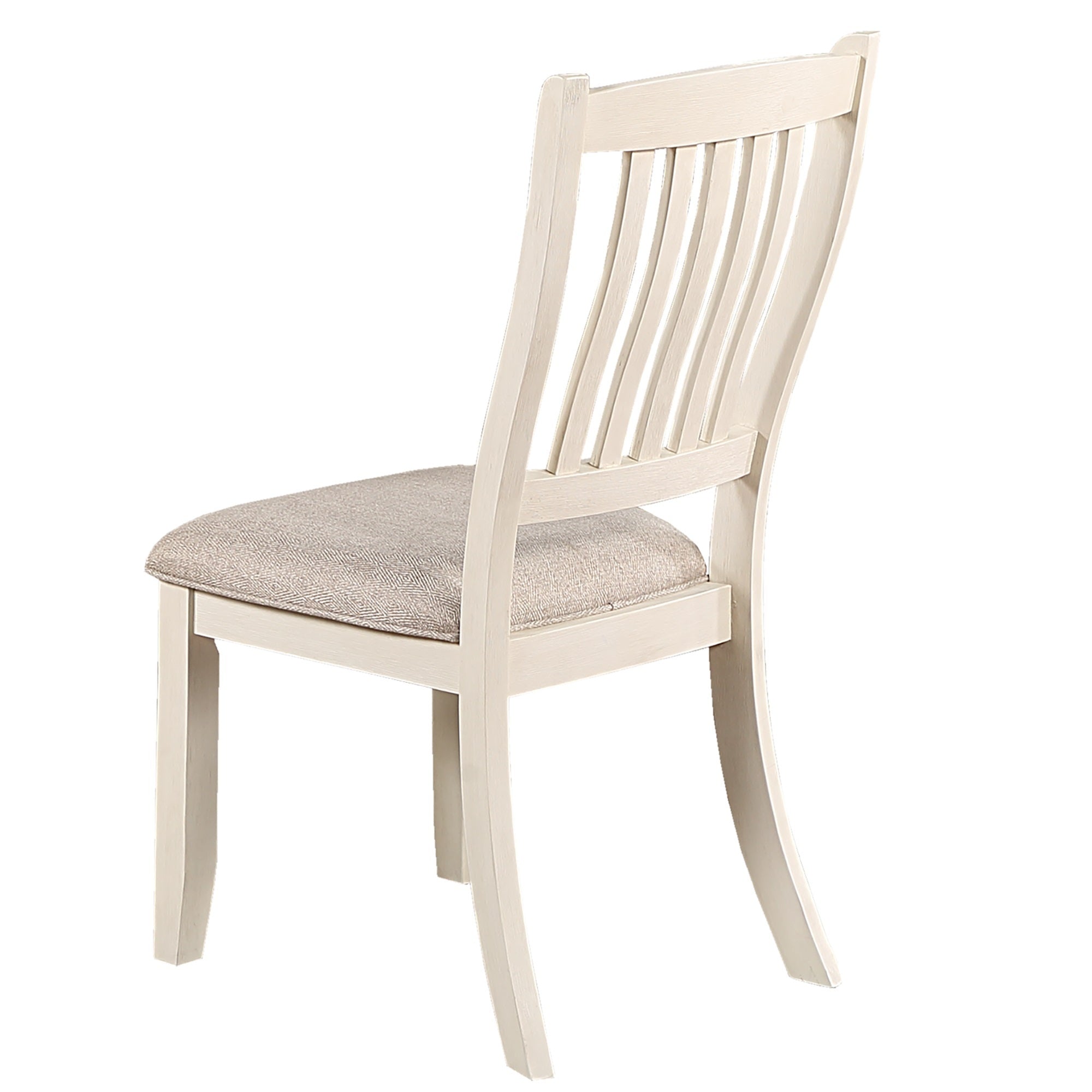 White Classic Dining Chairs Set Rubberwood Beige (Set of 2)