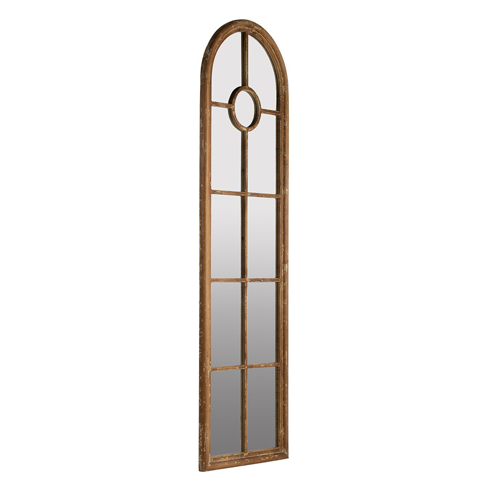 Half-Round Elongated Mirror with Decorative Window Look Classic Architecture 24x79"